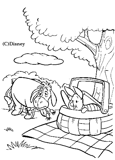 coloriage bourriquet pique nique avec porcinet